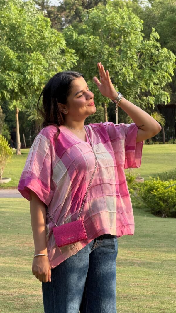 Pink Pintuck V-Neck Top